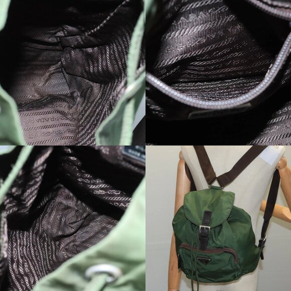 PRADA Backpack Nylon Khaki Silver Auth 108373 - Picture 13 of 14